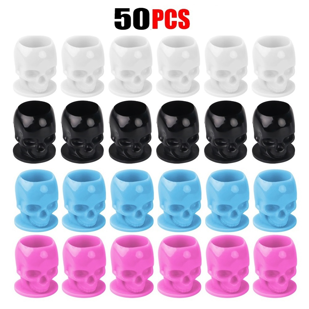 Plastic Cup 50Pcs - 50 Stuks Veilig Schedel Ontwerp Tattoo