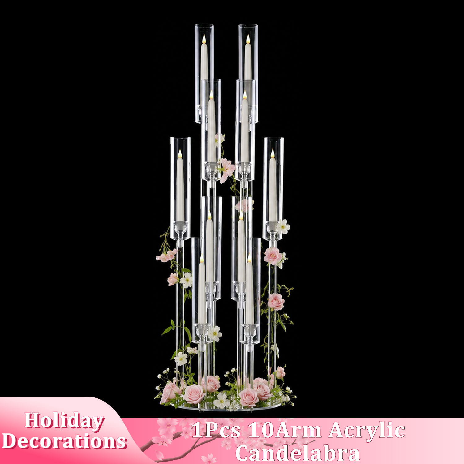 Centerpiece Stick - 10-armige acryl kandelaar tafeldecoratie, 95 cm