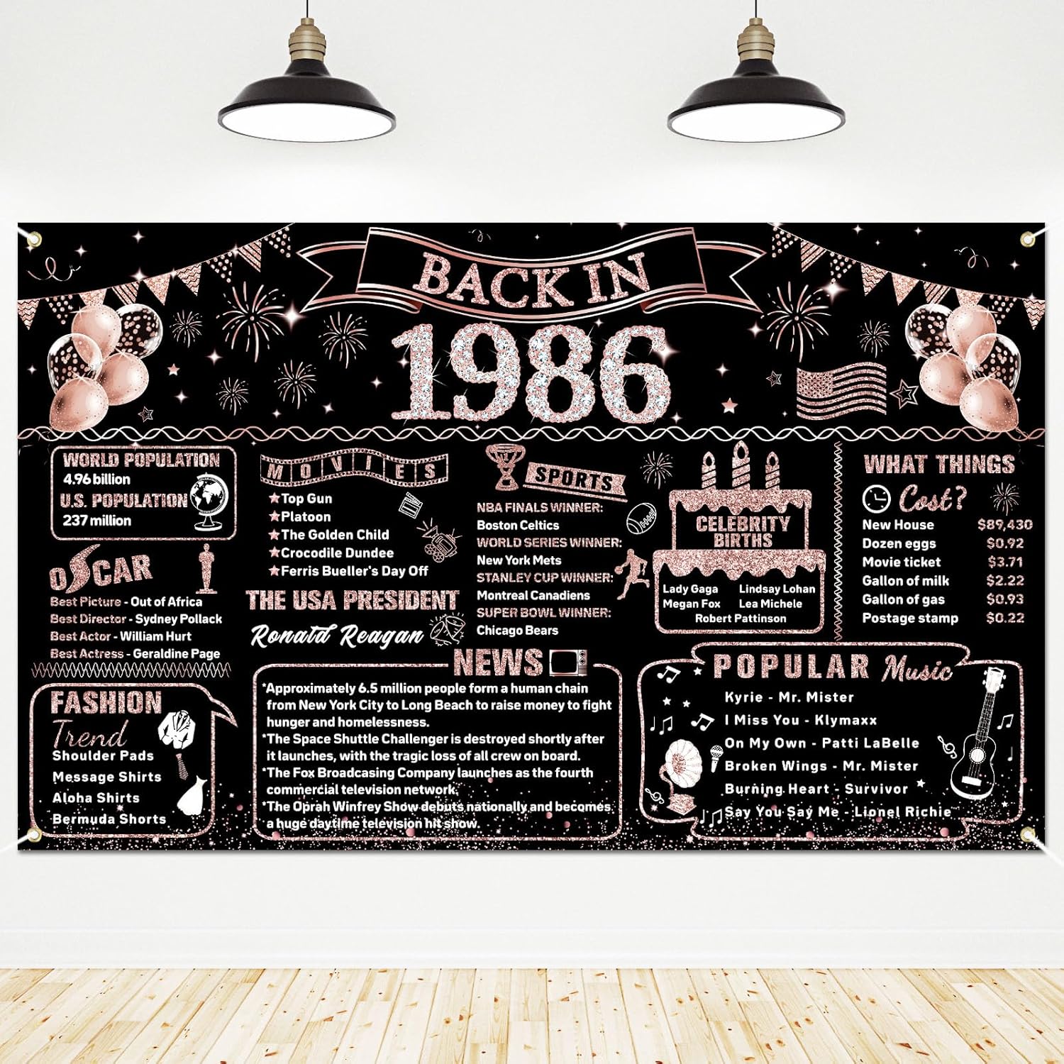 Party Banner Gold - 40e verjaardag decoraties voor vrouwen, 1986