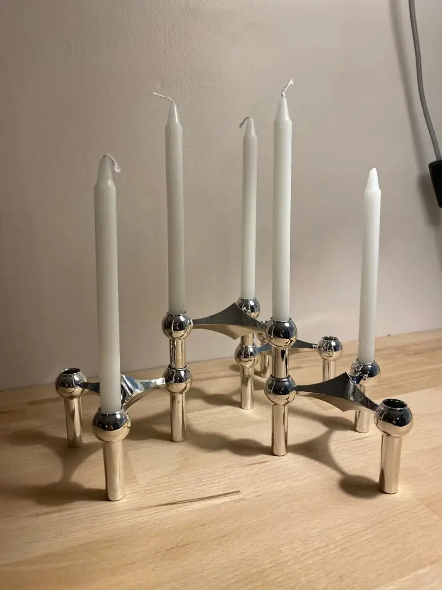 Centerpiece Stick - Metalen Kaarshouder Noordse Moleculaire Structuur Gouden
