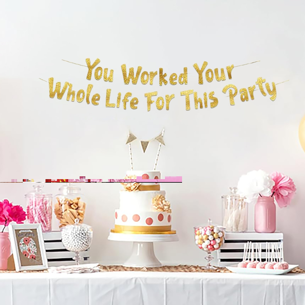 Party Banner Gold - Decoraties voor een pensioenfeest waarvoor je