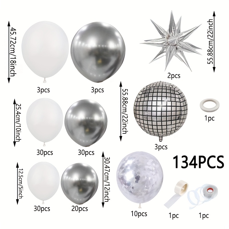 134 stks Zilverwit Ballon Set  - Balloon Arch Kit recensie en prijs
