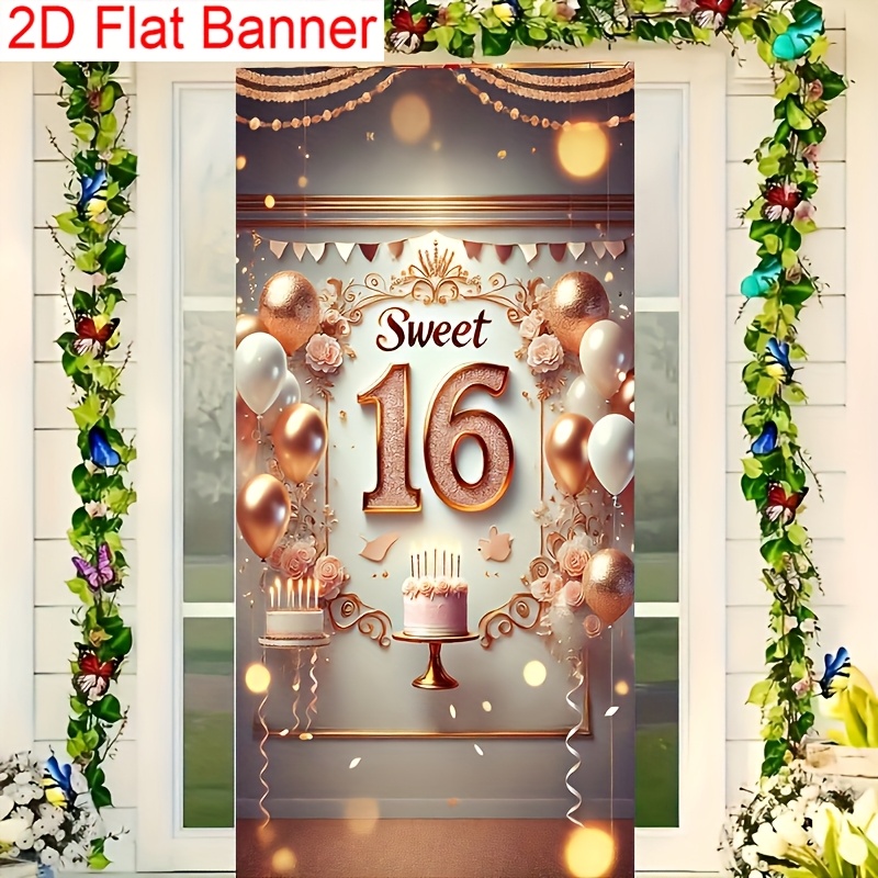 2D deurdecoratiebanner, roségo - Party Banner Gold recensie en prijs