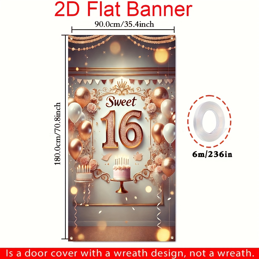 2D deurdecoratiebanner, roségo - Party Banner Gold recensie en prijs