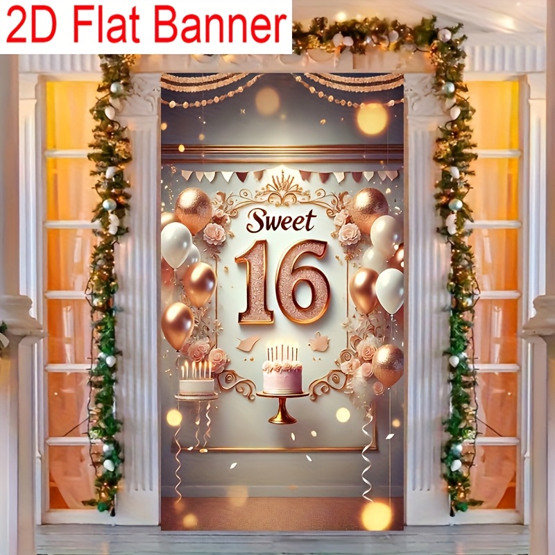 2D deurdecoratiebanner, roségo - Party Banner Gold recensie en prijs